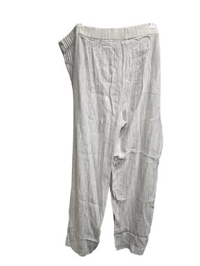 J. Jill Linen Blend Stretch Pull On Pants Sz. 18 White Gray Striped Women's